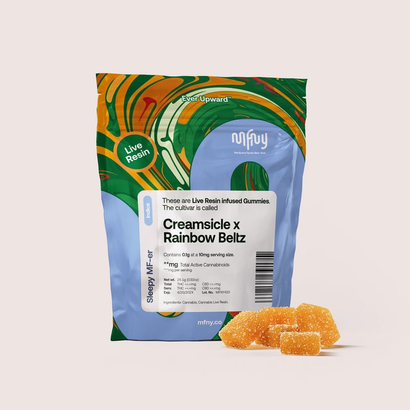 Photograph of product: MFNY | Creamsicle x Rainbow Beltz | Live Resin Gummies | 10ct
