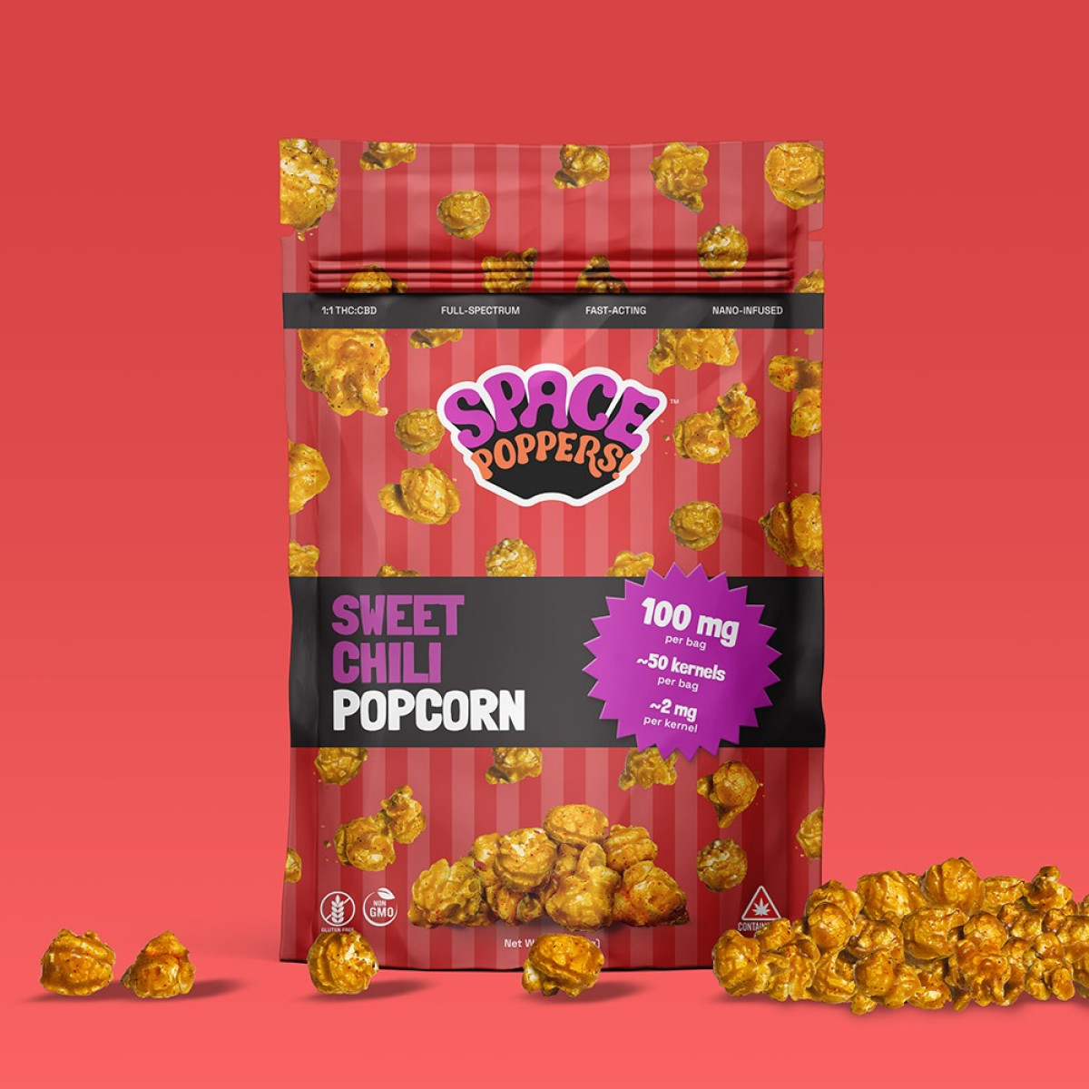 Photograph of product: Space Poppers 100mg Popcorn | Sweet Chili 1:1