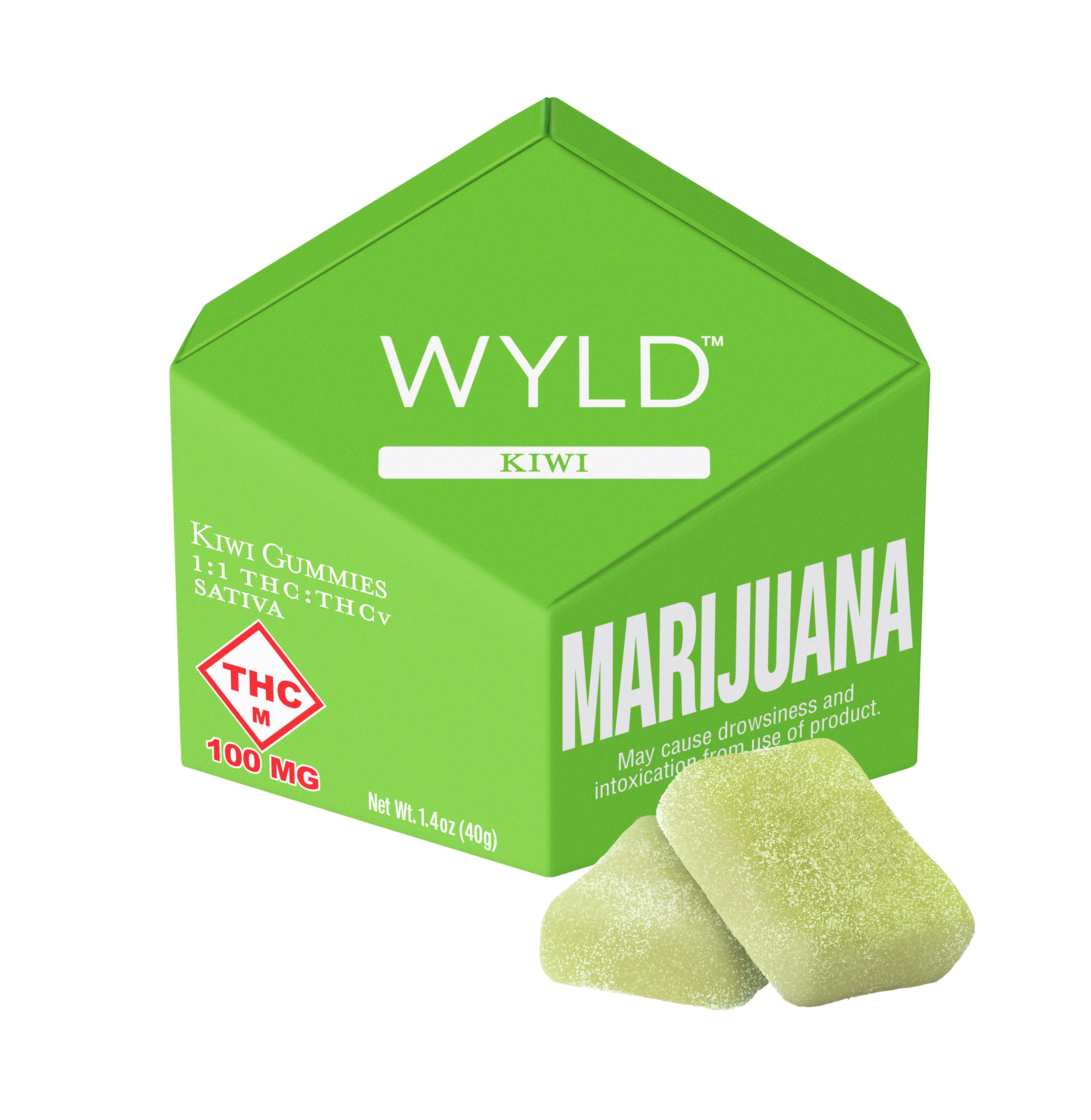 Photograph of product: Wyld: Wellness Gummies | Kiwi 1:1 | 100mg THC: 100mg THCv | 10pk