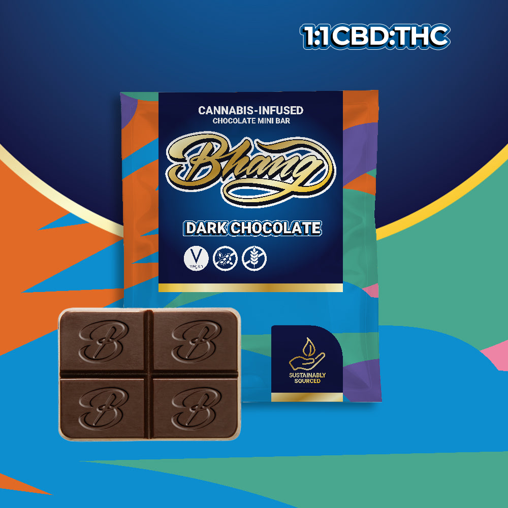 Photograph of product: BHANG | Dark Chocolate 1:1 TH-oui/CBD | 100mg TH-oui/100mg CBD