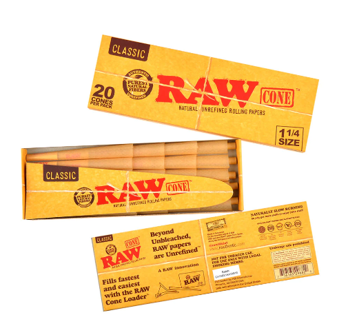 Photograph of product: Raw 1 1/4 Cones | 20-Pack