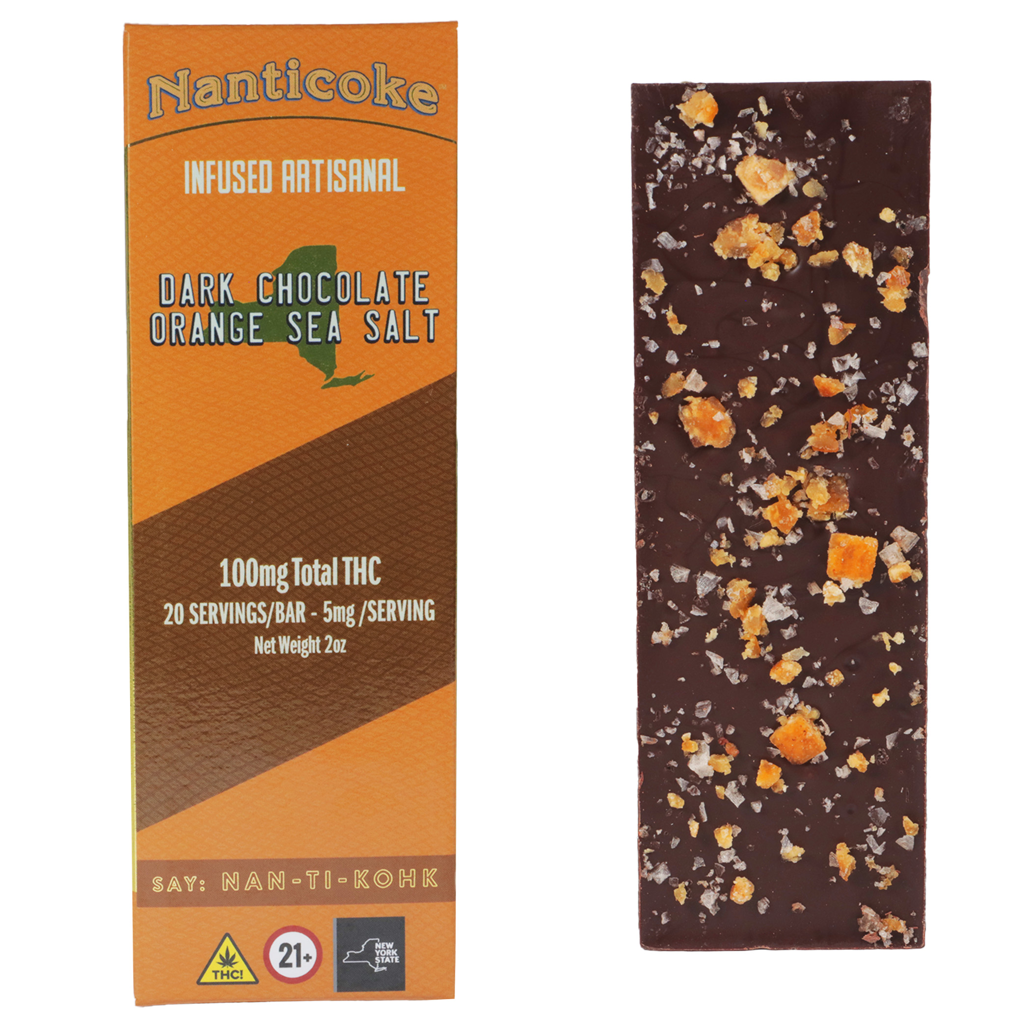 Photograph of product: Nanticoke - Dark Chocolate Orange Sea Salt - 100mg
