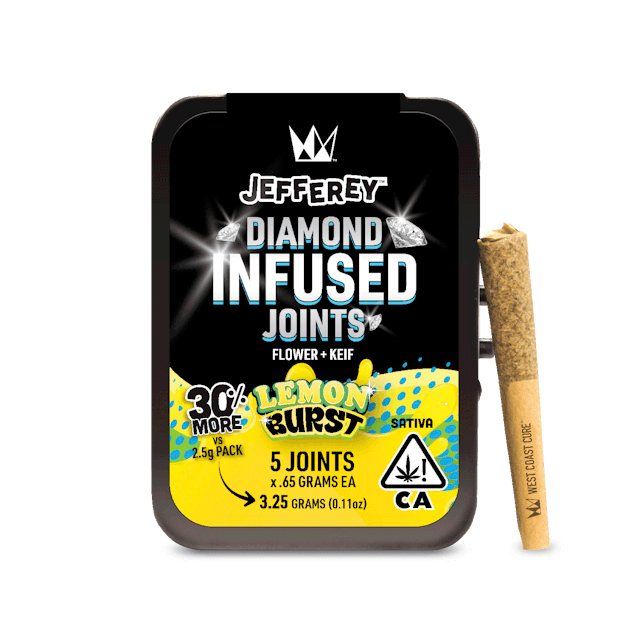 Photograph of product: Lemon Burst | Jeffery | .65g x 5 | Infused Pre-Roll Pack
