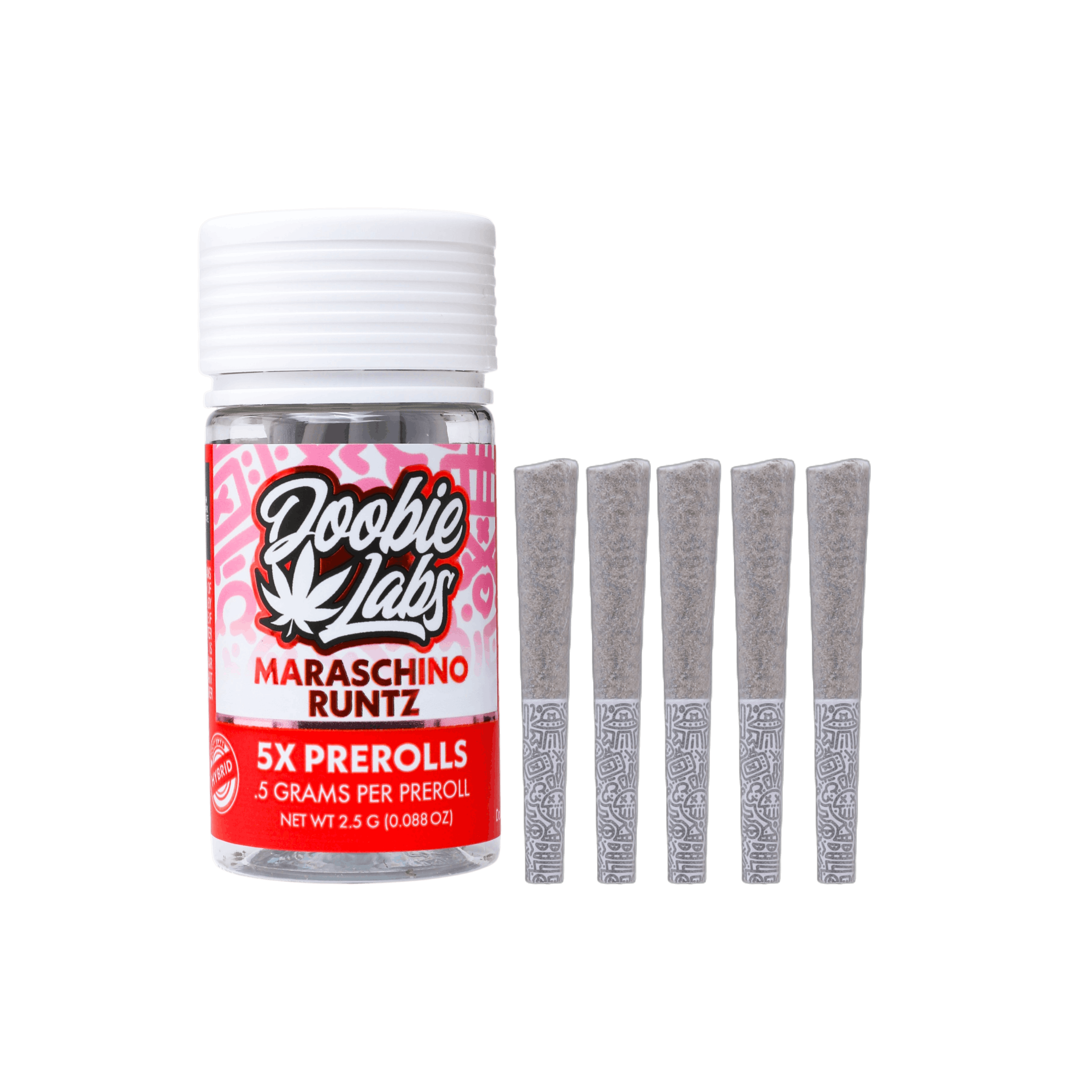 Photograph of product: DOOBIE LABS | PRE-ROLLS | MARASCHINO RUNTZ | 2.5G(5PK)