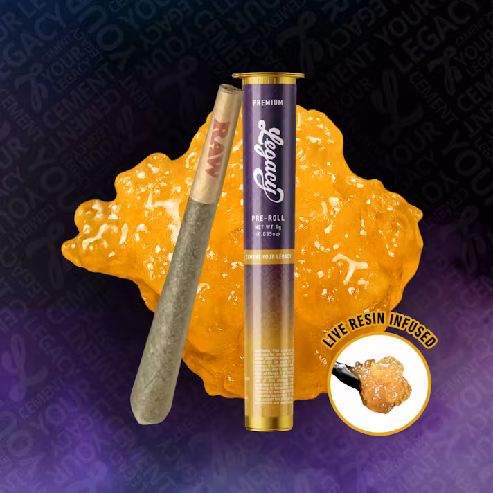 Photograph of product: Legacy | Live Resin Infused Pre-Roll | Honey Bananas