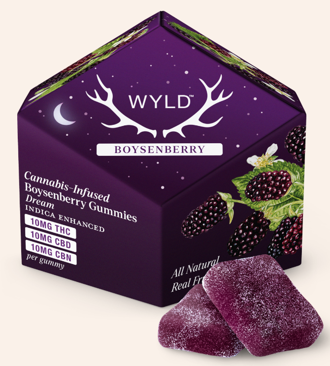 Photograph of product: Wyld - Gummies - (I) - CBN/CBD - 1:1:1 Boysenberry - 100mg