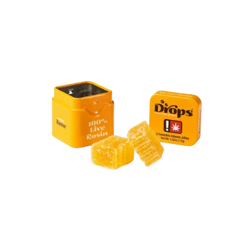 Photograph of product: Drops | Orange Live Rosin Gummy (2 Piece) | 100mg
