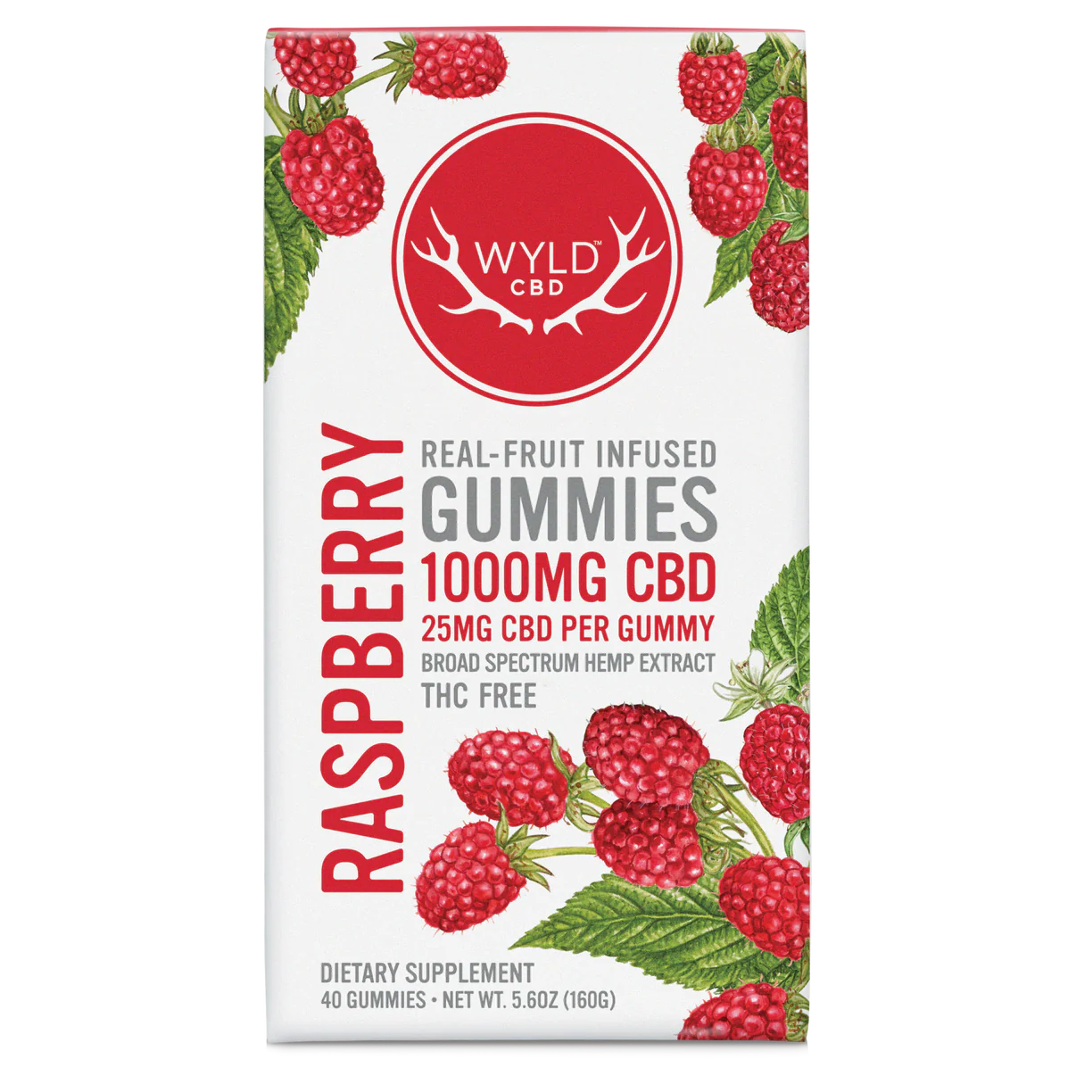 Photograph of product: Wyld CBD | Raspberry CBD Gummies 1000mg CBD THC-Free | RELAX | 40ct (25mg CBD per)