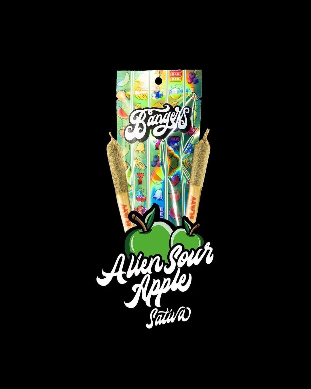 Photograph of product: Bangers Preroll 2pk Alien Sour Apple (S) 1g