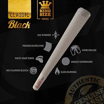 Photograph of product: Raw Black King Size Cone 3 Pk