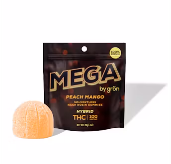 Photograph of product: GRN | ROSIN MEGA GUMMY | PEACH MANGO | 100MG
