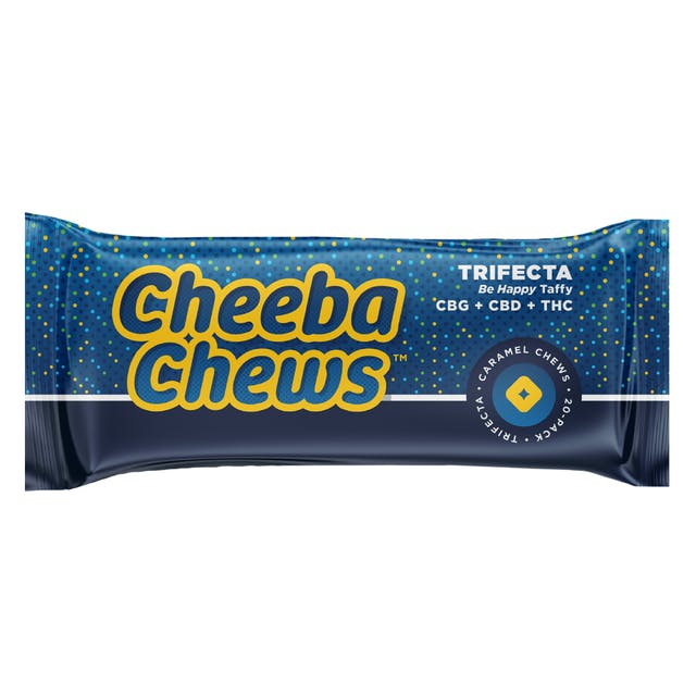 Photograph of product: Cheeba Chews Trifecta Caramel Taffy 100mg TH-oui/100mg CBD/100mg CBG