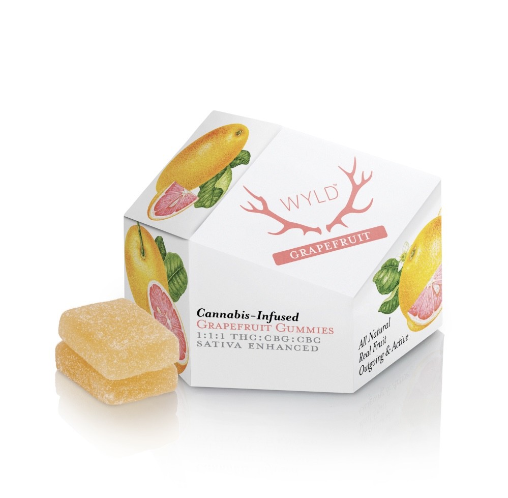Photograph of product: WYLD - EDIBLE GUMMY - 100MG - CBG / CBC - HYBRID - GRAPEFRUIT