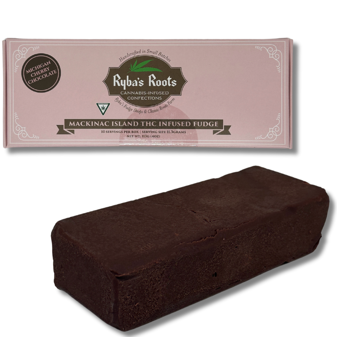 Photograph of product: Ryba's Roots - Chocolate Cherry Mackinac Island Fudge - 100mg