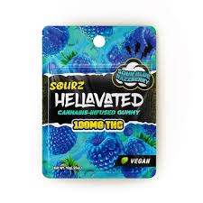 Photograph of product: Hellavated 100mg Sour Blue Raspberry Gummy