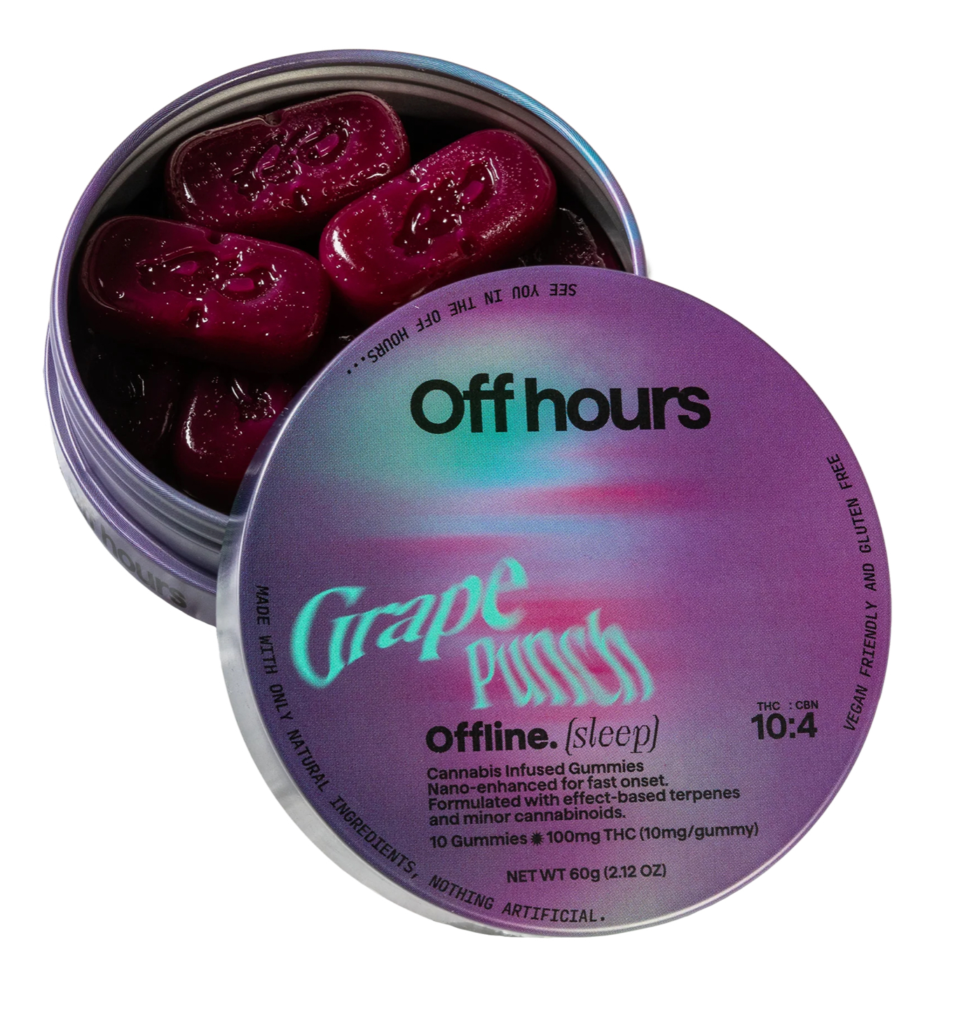 Photograph of product: Offline (Sleep) 10:10:4 TH-oui/CBD/CBN Grape Punch Gummies 10pk 10mg - Off Hours