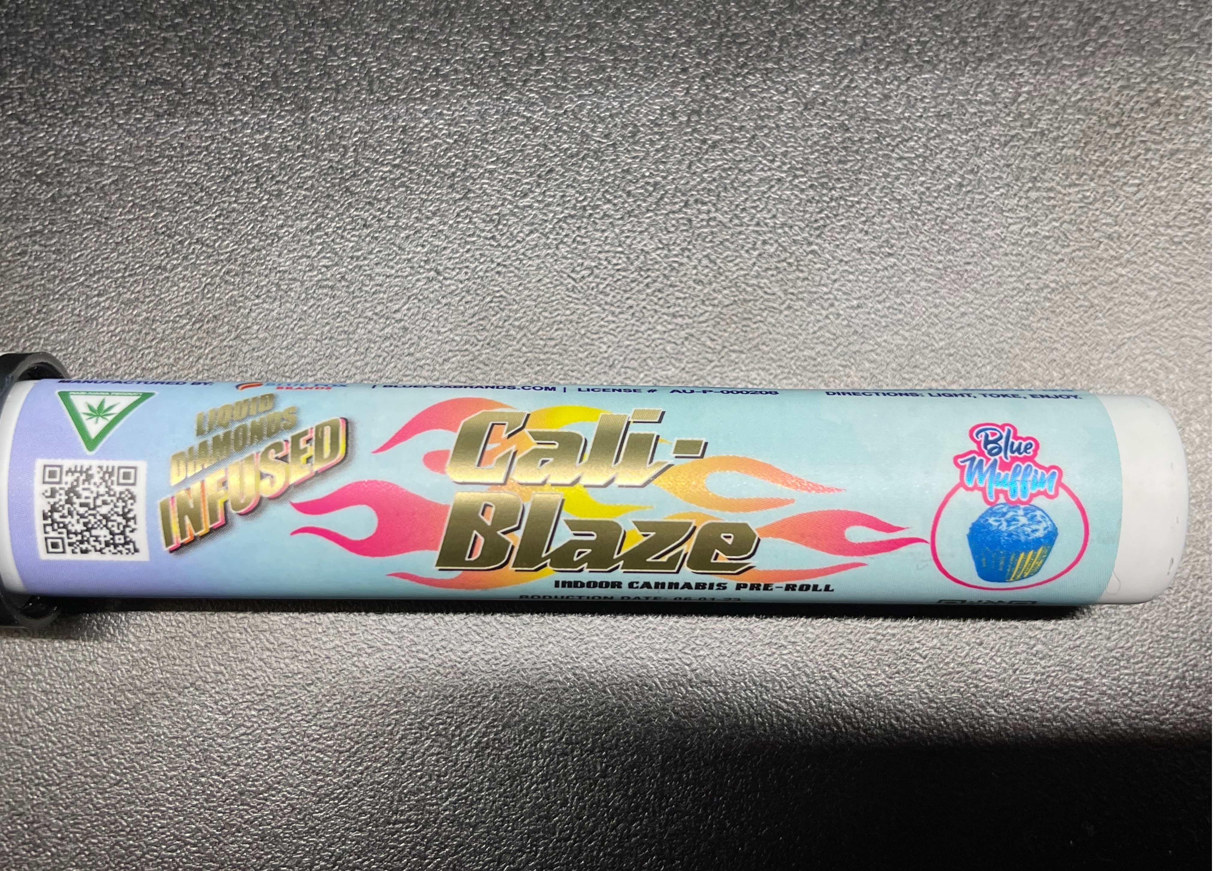 Photograph of product: Cali-Blaze - Infused Pre-Roll - Blue Muffin