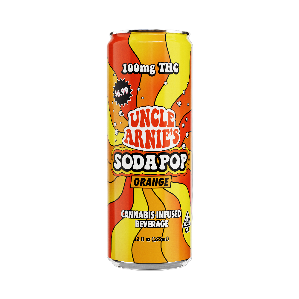 Photograph of product: UNCLE ARNIE'S: ORANGE SODA 100MG 12OZ