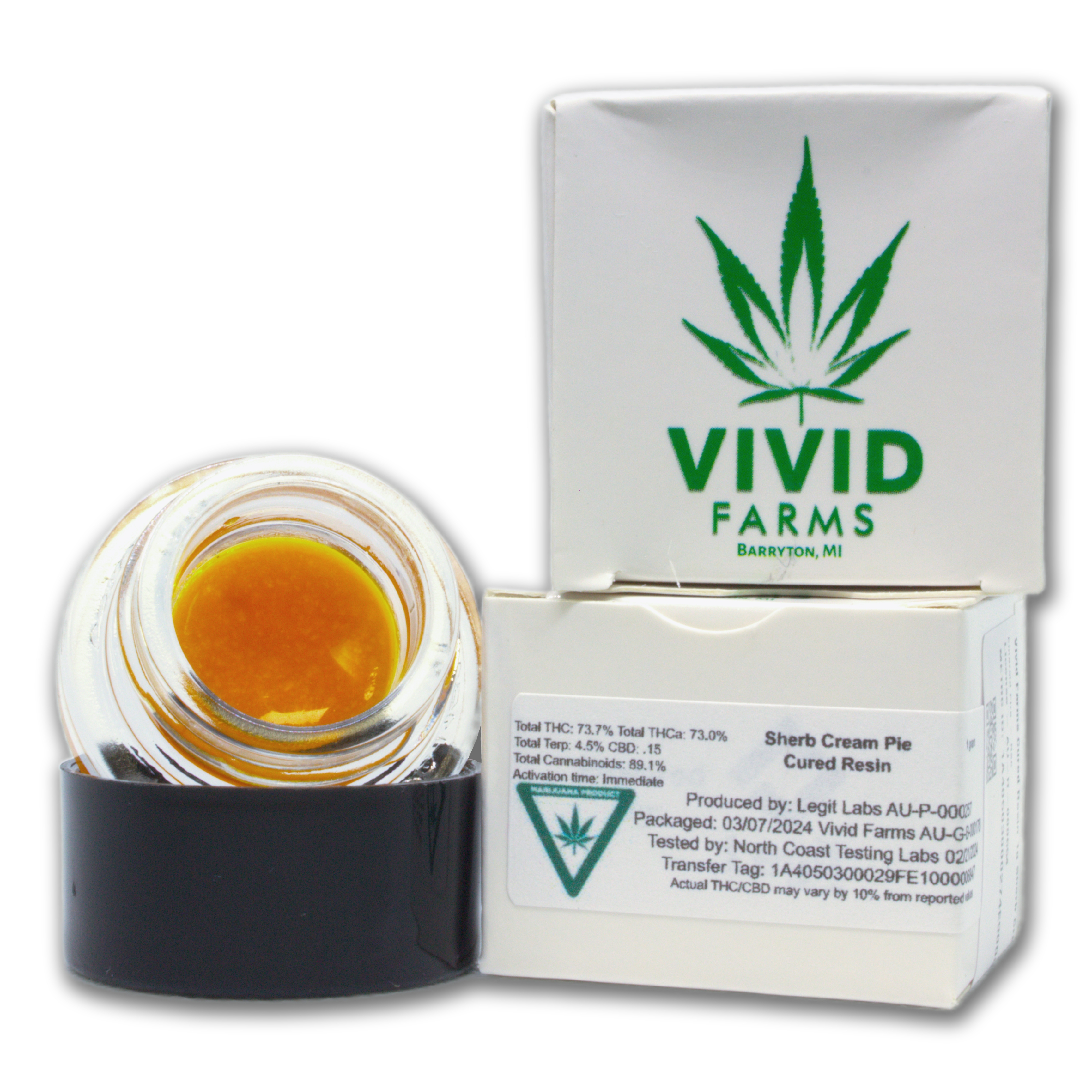 Photograph of product: Vivid Farms Cured Resin 1g Deep Fried Ice Cream x Chem Cookies