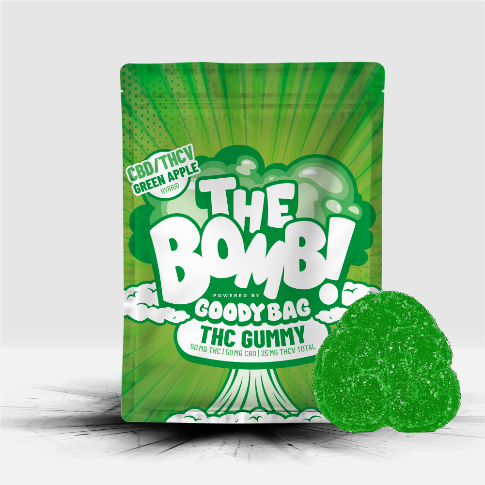 Photograph of product: Green Apple Bomb | 50mg TH-oui | 1pk Gummy | Goody Bag