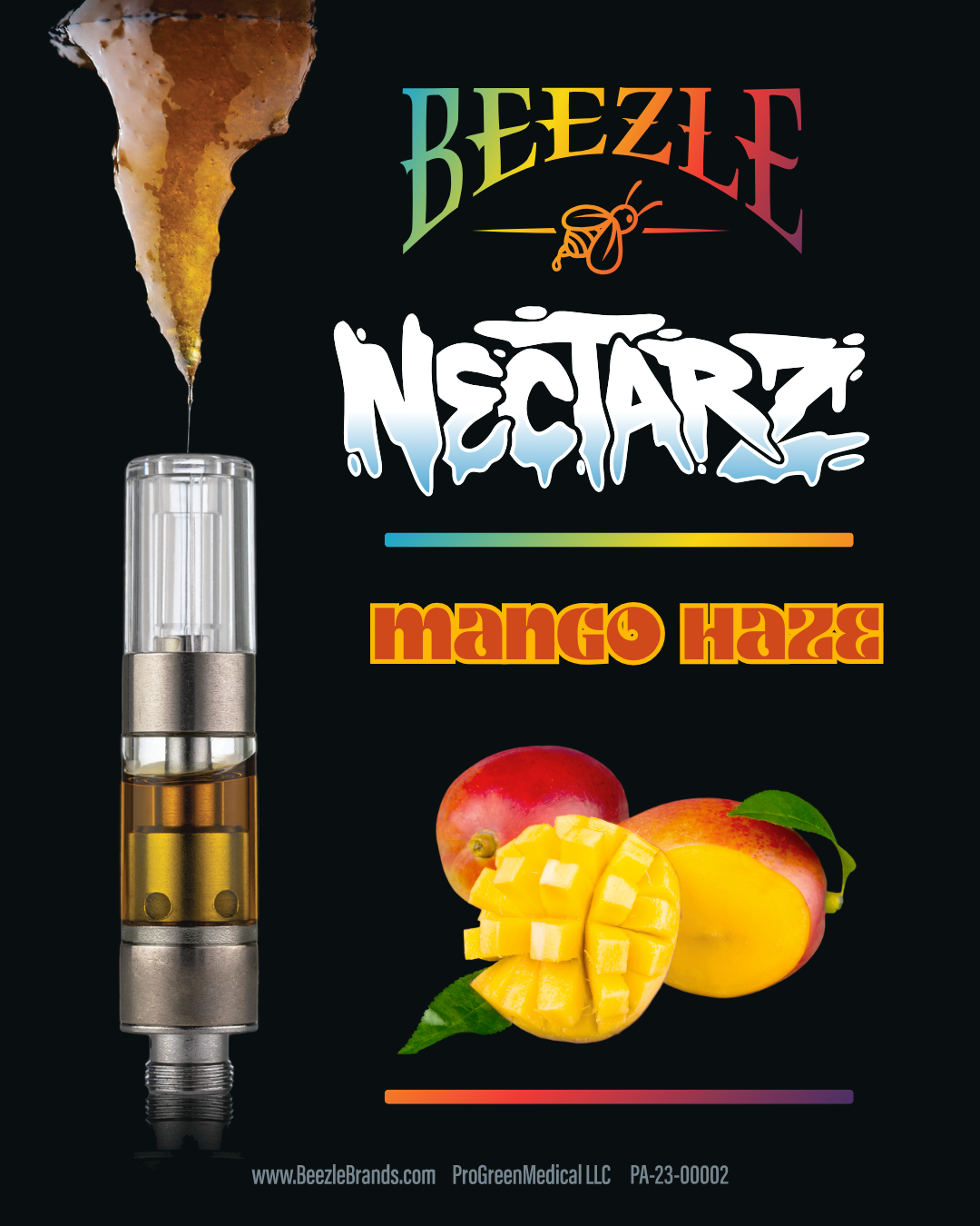 Photograph of product: Beezle | Nectarz Vape Cartridge | Mango Haze | 500mg