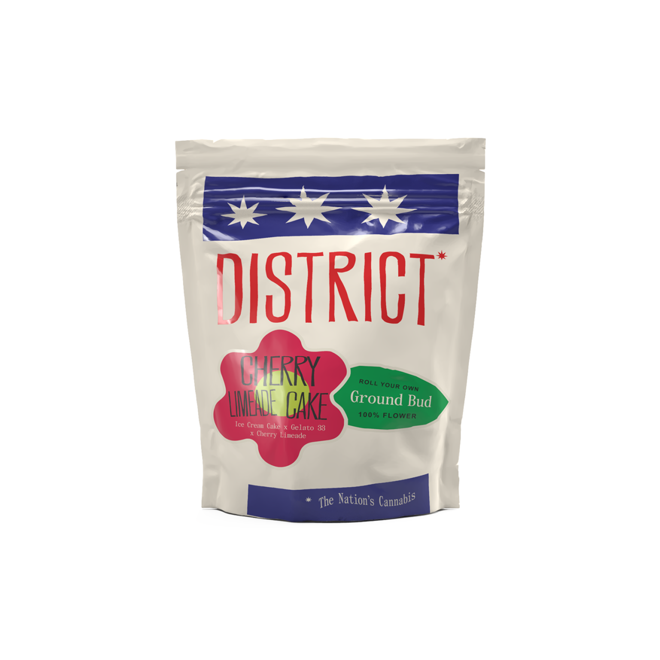Photograph of Product: District Cannabis Cherry Limeade Cake Pre-Ground Flower - 10g