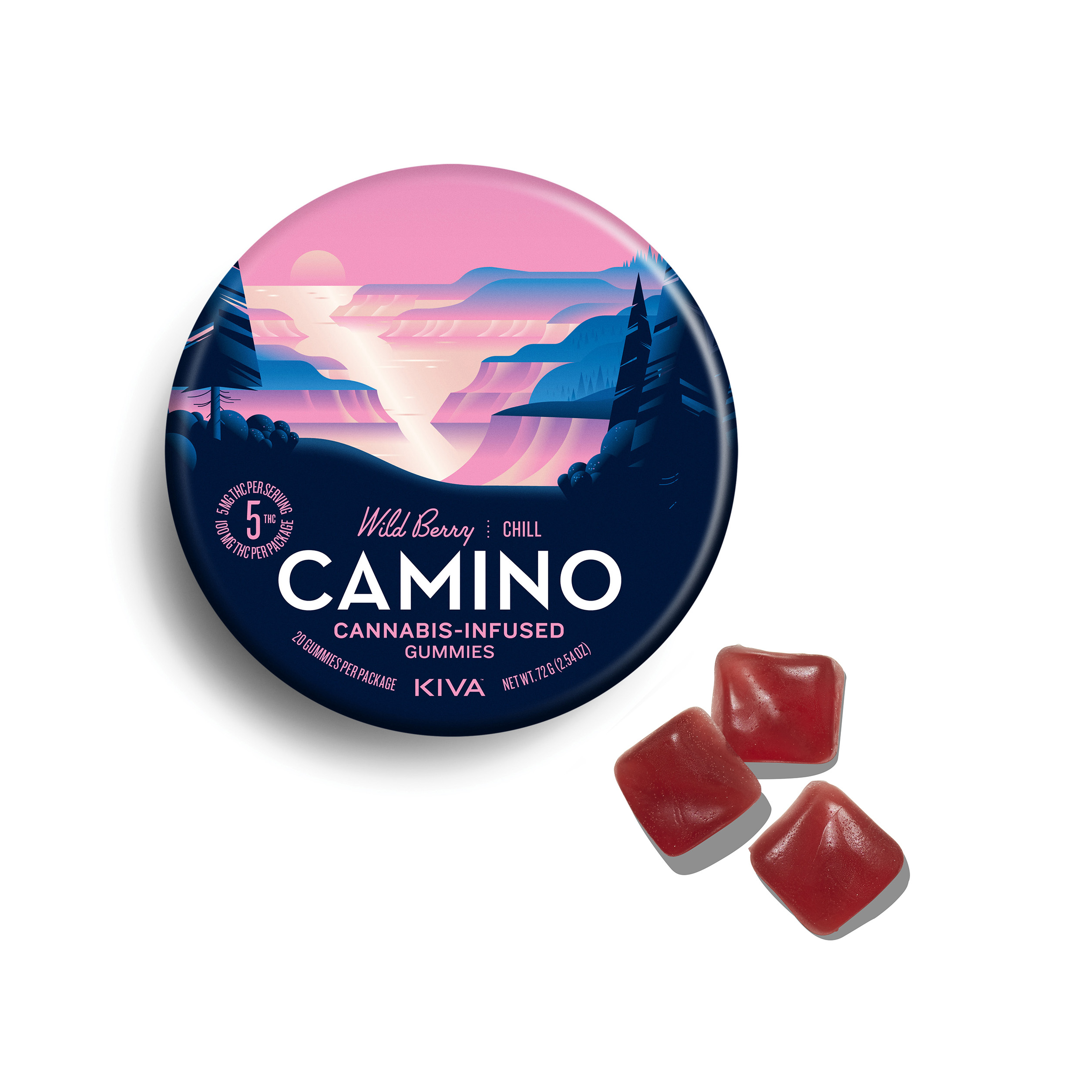 Photograph of product: Kiva Camino - Gummies Wild Berry 20pk - 100mg
