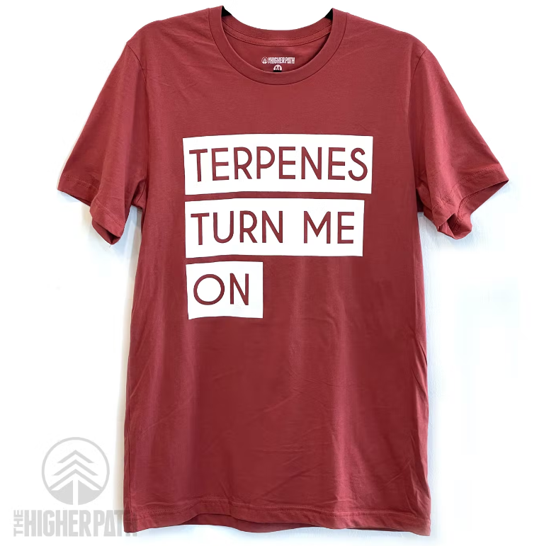 Photograph of product: THP "TERPENES TURN ME ON" T-SHIRT (RED)