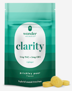 Photograph of product: 20ct/5mg Clarity Sweet Troches [1:1 TH-oui:CBG] (Prickly Pear)