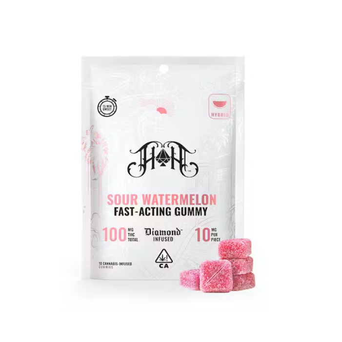 Photograph of product: FAST ACTING SOUR WATERMELON 100MG - HEAVY HITTERS