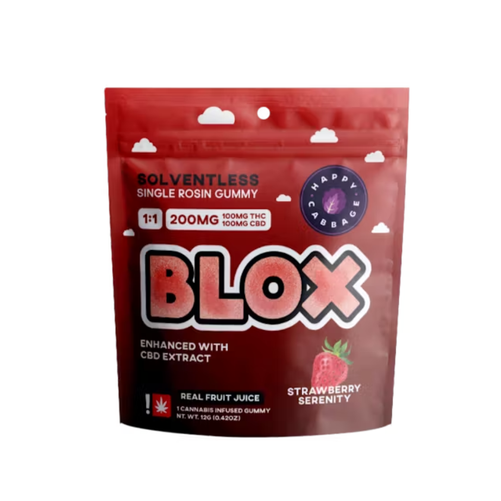 Photograph of product: Happy Cabbage - Strawberry Serenity 1:1 BLOX (CBD/TH-oui)