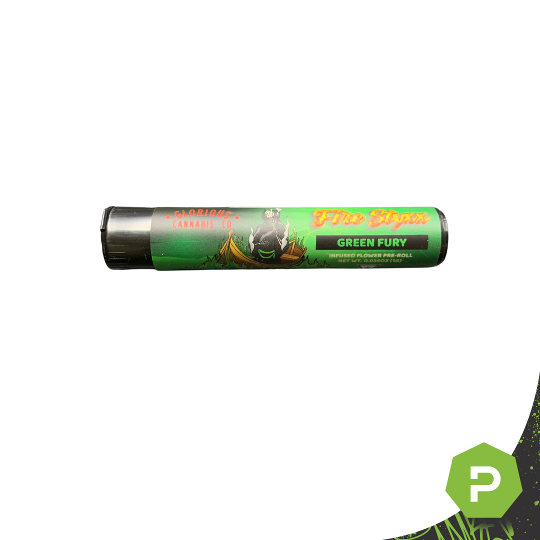 Photograph of product: Glorious TH-ouiA Infused Fire Styxx Pre-Roll | Green Fury
