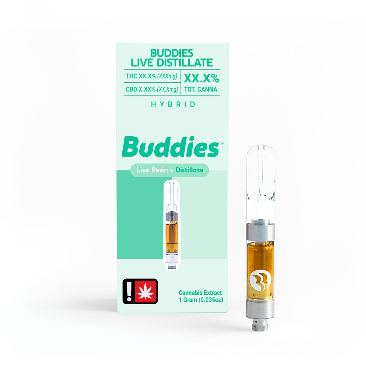 Photograph of product: Buddies - God Kush (I) - Live Distillate Cartridge 1g