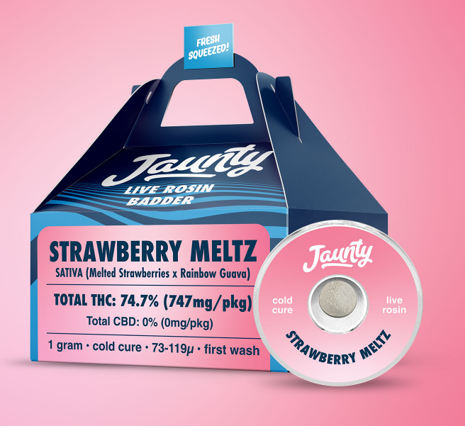 Photograph of product: Strawberry Meltz Live Rosin Badder | Oui'd | Jaunty