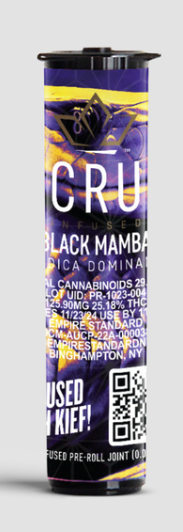 Photograph of Product: CRU | Black Mamba | Infused Pre Roll | 0.5G
