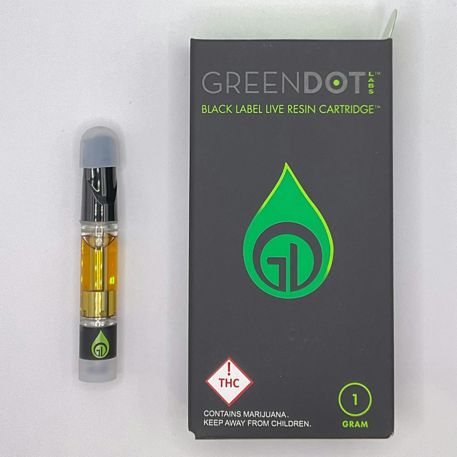 Photograph of product: Green Dot | Black Label | Live Resin Cartridge | 1000mg | - 5150 TK | I