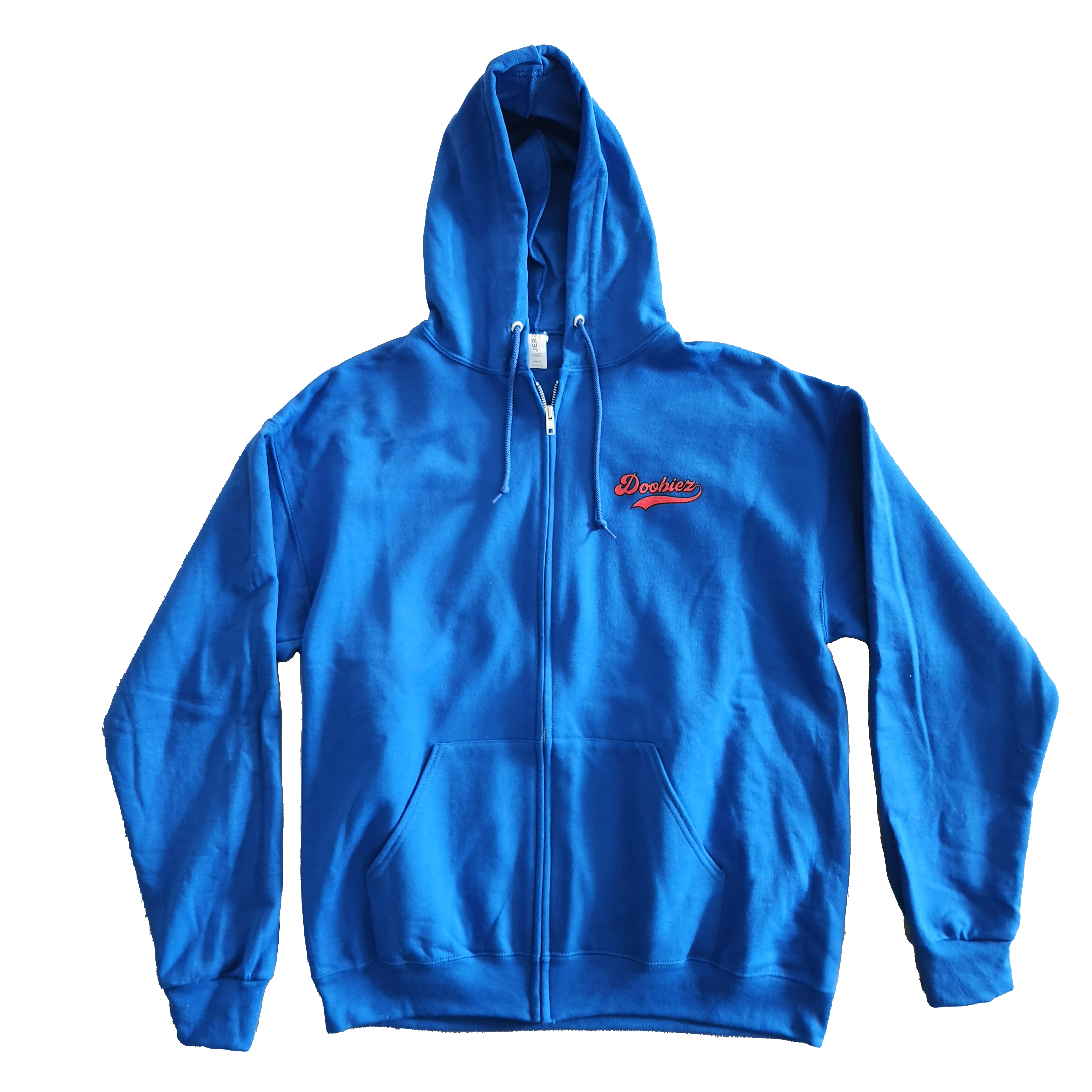 Photograph of product: Doobiez Logo Zip-Up Hoodie - Red on Blue