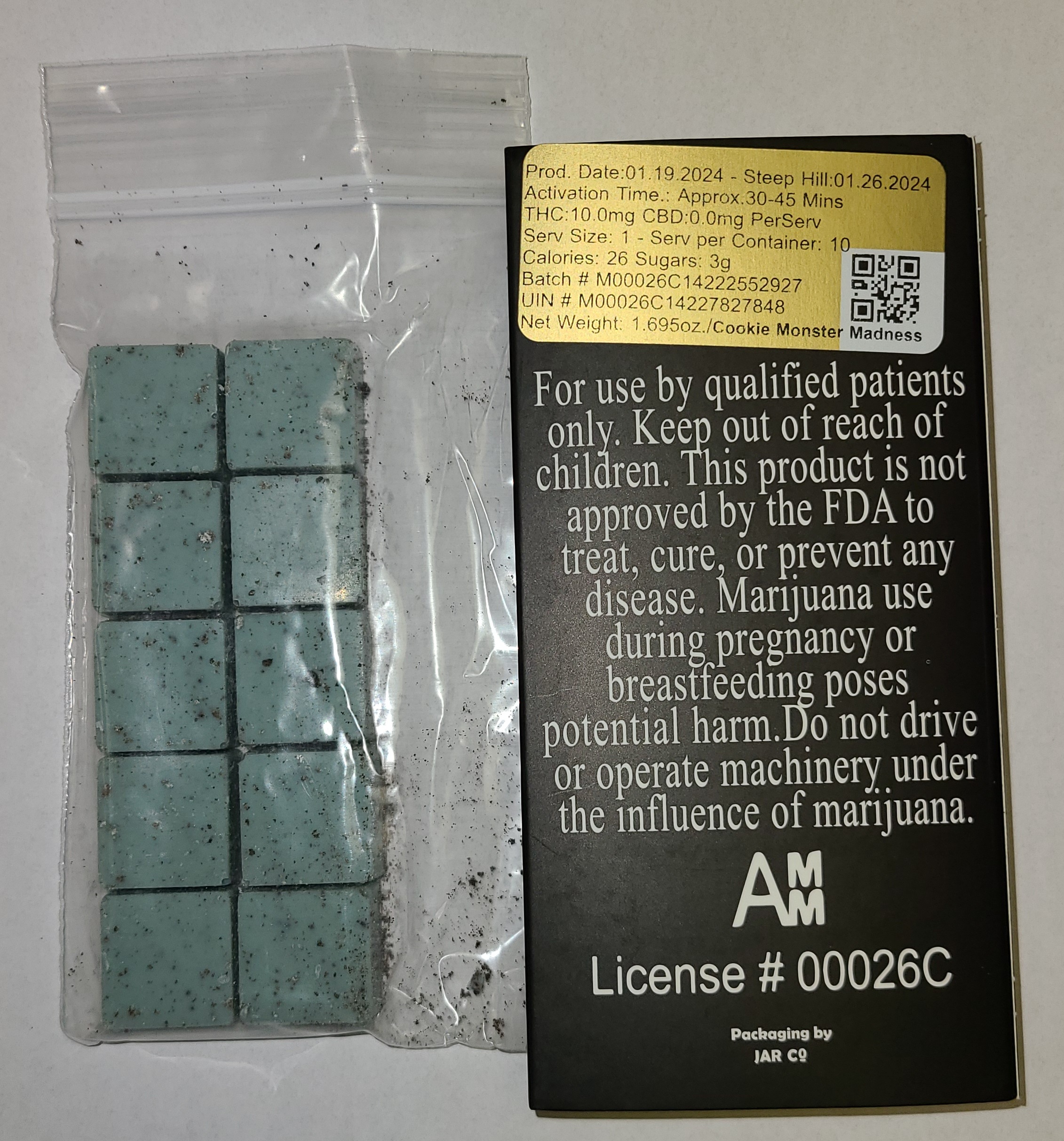 Photograph of product: Bold Chocolates: Cookie Monster Madness 100mg (10pk)