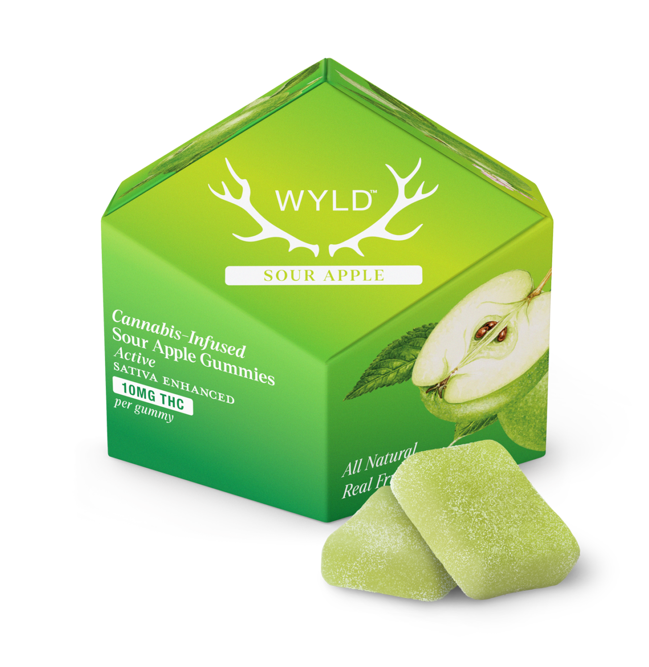 Photograph of Product: WYLD | Sour Apple - Sativa Enhanced Gummies 10pk, 100mg