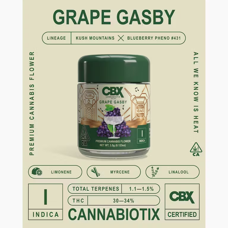 Photograph of product: CBX - Flower - Grape Gasby - 3.5G
