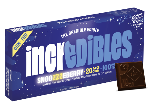 Photograph of product: Incredibles Snoozzzeberry Bar 100mg TH-oui/20mg CBN