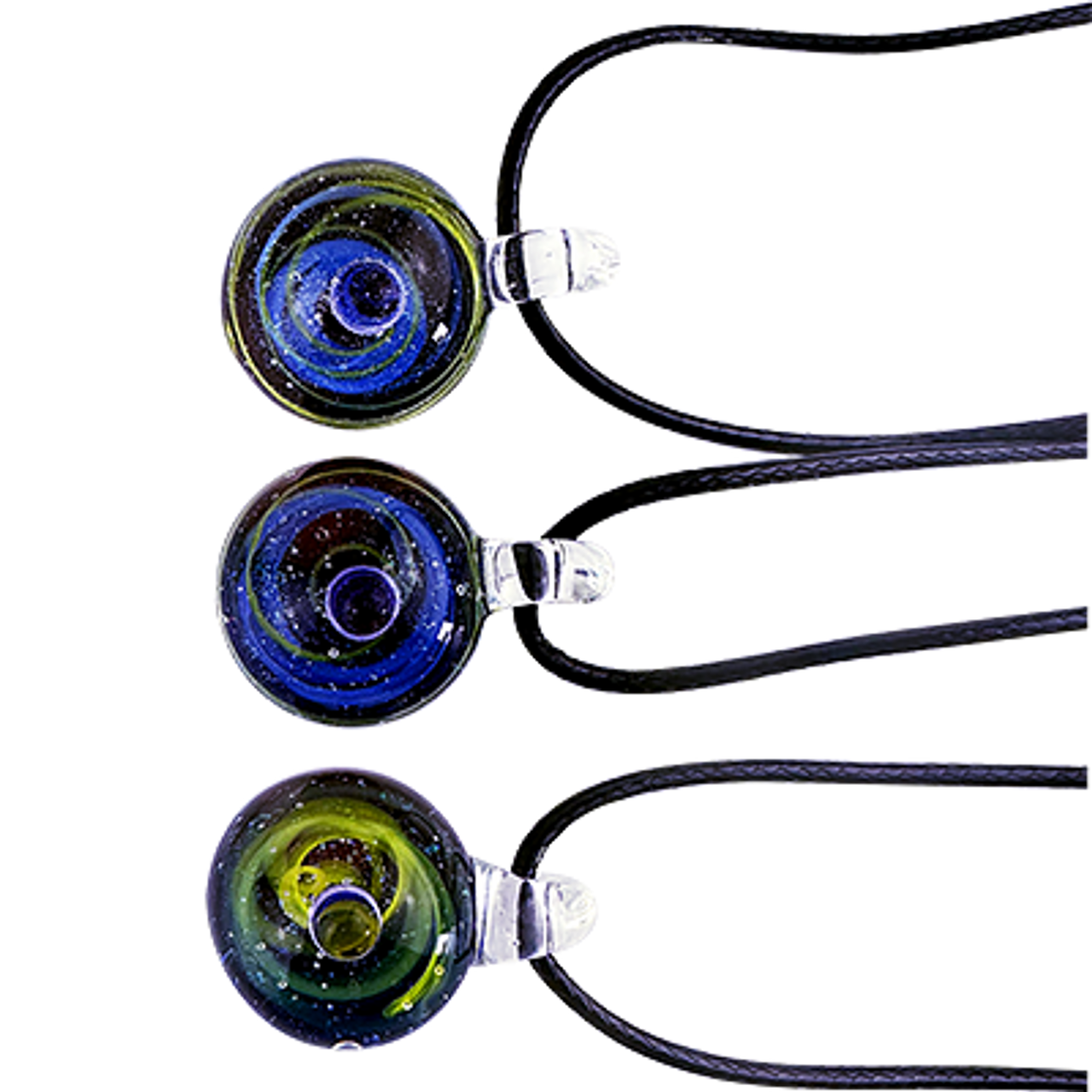 Photograph of product: Star Warp Glass Pendants | Assorted Color - Black Necklace Included