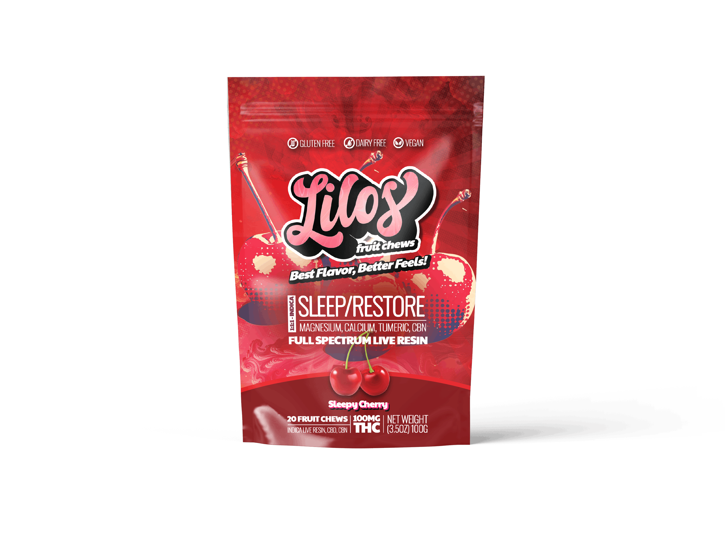 Photograph of product: Sleepy Cherry | 1:1:1 TH-oui:CBD:CBN  Live Resin Gummies 20pk