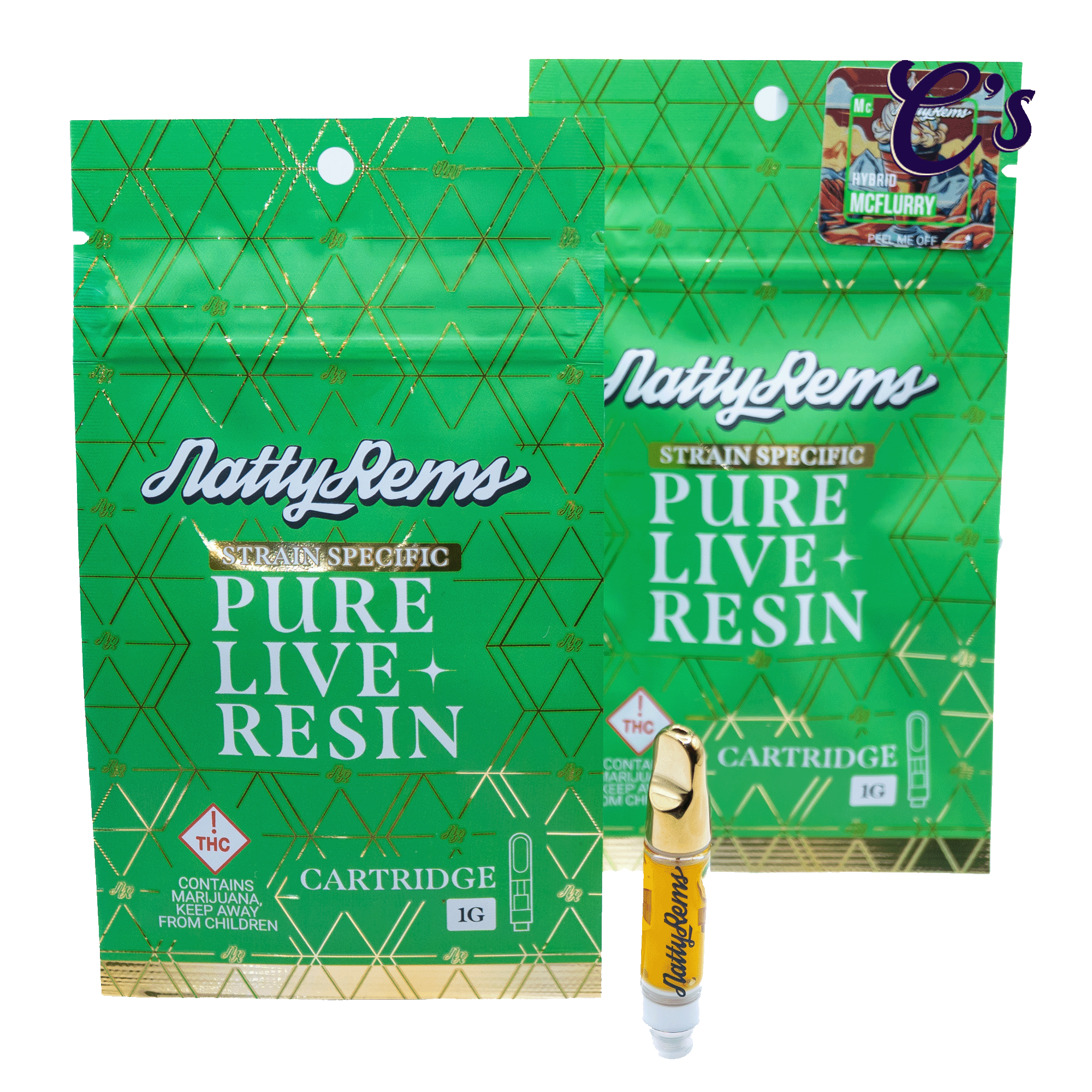 Photograph of product: Natty Rems | Gold Tip Live Resin Cart (I) Berkel 1g
