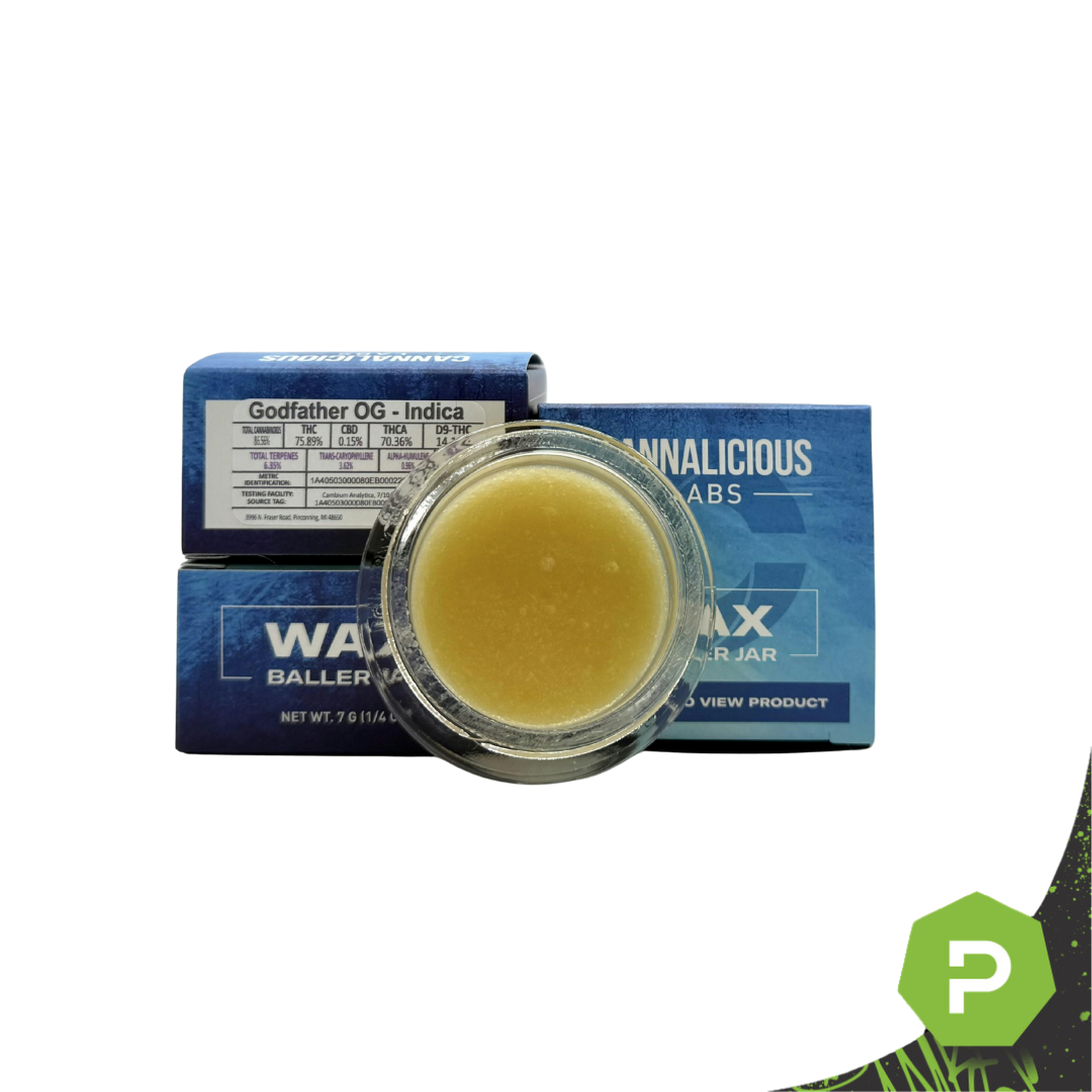 Photograph of product: Cannalicious | 7g Wax Bucket | Godfather OG