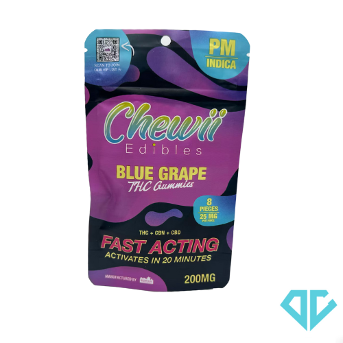 Photograph of product: Chewii Blue Grape 5:1 TH-oui:CBN 200mg Gummies