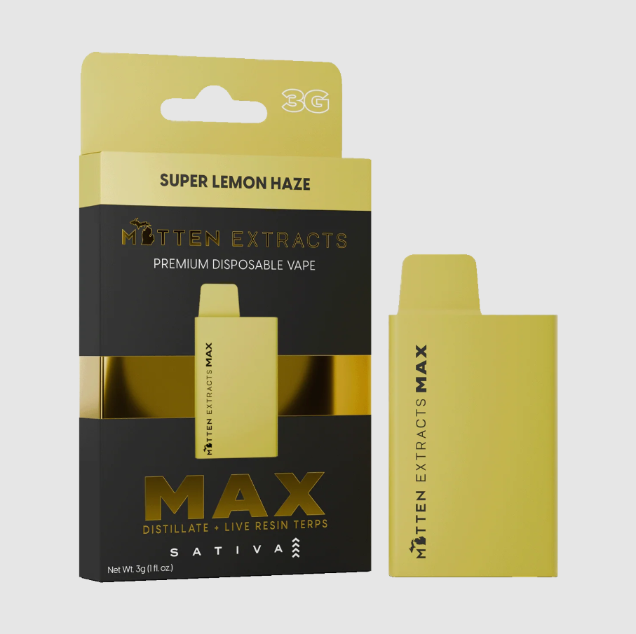 Photograph of product: MITTEN EXTRACTS SUPER LEMON HAZE MAX DISPOSABLE 3G