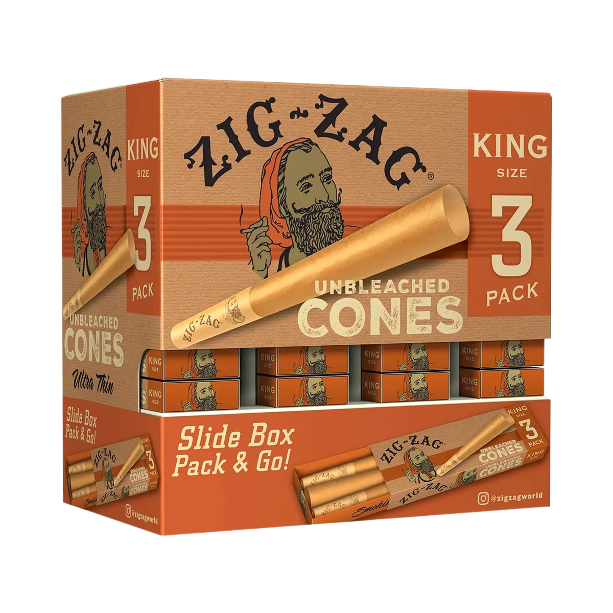 Photograph of product: Zig-Zag - King Size - Unbleached Cones - 3pk