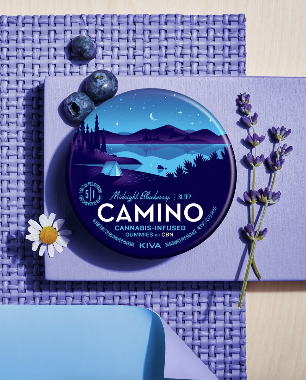 Photograph of product: Camino Midnight Blueberry Gummies 5mg 20pk