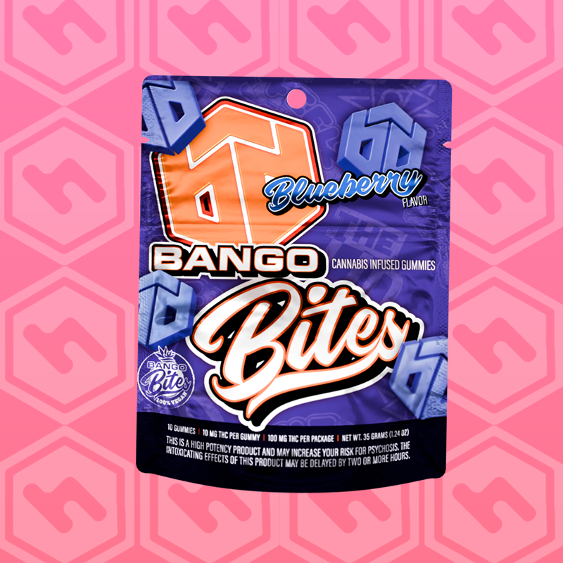 Photograph of product: Bango Bites | Blueberry | 100mg 10 Pack